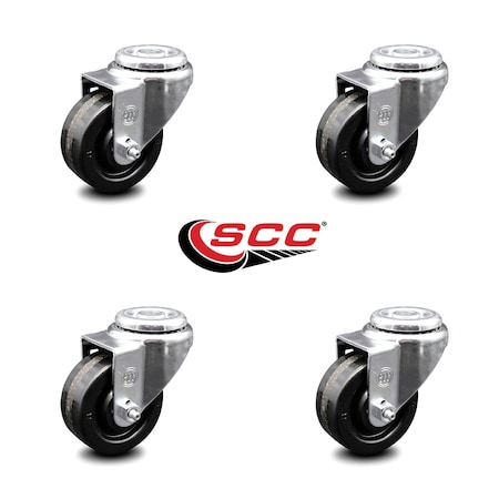 Service Caster 3 Inch Phenolic Wheel Swivel Bolt Hole Caster Set SCC-BH20S314-PHS-4